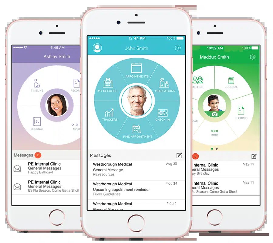 healow patient app showing appointments, messages and records
